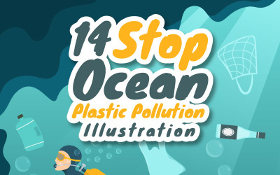 14 Okyanus Plastik Kirliliğini Durdurun İllüstrasyonu