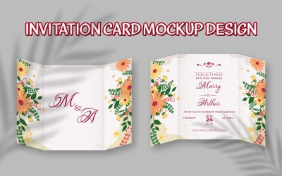 Yaratıcı ve Modern Davetiye Ön Ve Arka Mockup Tasarımı - Ürün Mockup&amp;#39;ı