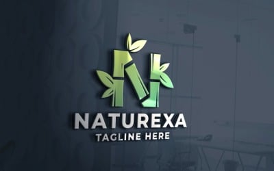 Шаблон логотипа Naturexa Letter N Pro