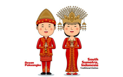Pareja viste ropa tradicional saludos bienvenidos al sur de Sumatra 2