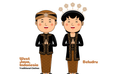 Pozdravy pro pár nosí tradiční oblečení, vítejte na West Java 2