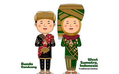 Par bär traditionella kläder hälsningar välkomna till West Sumatra 2