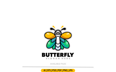 Butterfly roztomilý maskot kreslené logo