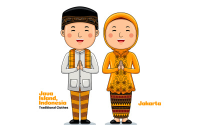 Par bär traditionella kläder hälsningar välkomna till Jakarta 4