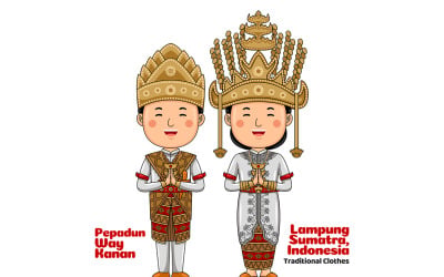Par bär traditionella kläder hälsningar välkomna till Lampung