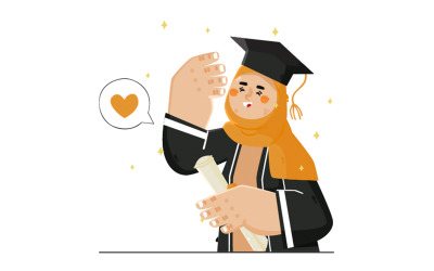 Muzułmańska ilustracja koncepcja ukończenia studiów
