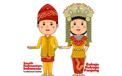 Välkomstgest med traditionella kläder för par South Kalimantan