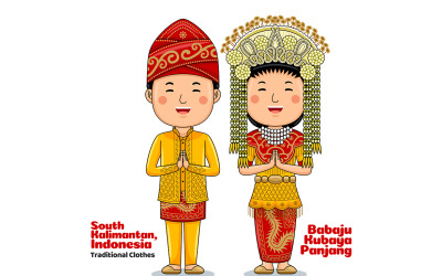 Vítejte na jižním Kalimantanu pro páry v tradičním oblečení