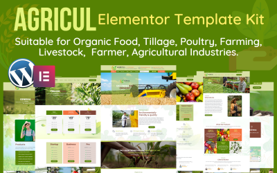 Agricul - Modern Organik Çiftlik, Tarım WordPress Elementor şablon seti.
