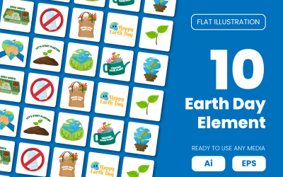 Colección de elementos del Día de la Tierra en ilustración plana