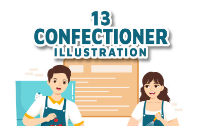 13 ilustracji wektorowych cukiernik