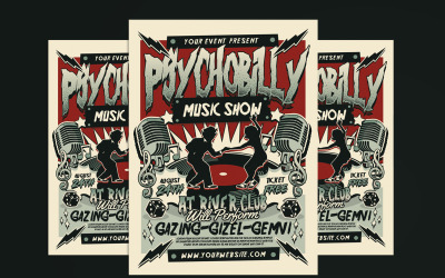 Volantino di musica retrò Psychobilly Rockabilly