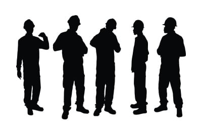Engineer boy standing silhouette set