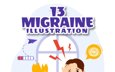 13 ilustracji wektorowych migreny