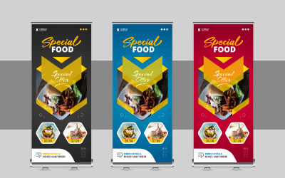 Diseño de plantilla de banner enrollable de alimentos