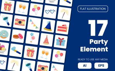 Collection of Party Element in Flat Illustration