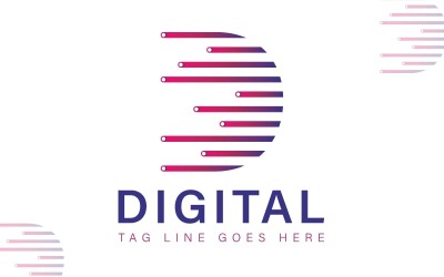 D betű digitális logó sablon - digitális logó