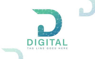 D bokstavslogotyp - digital logotypmall
