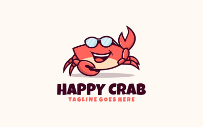 Logotipo de dibujos animados de la mascota del cangrejo feliz 1