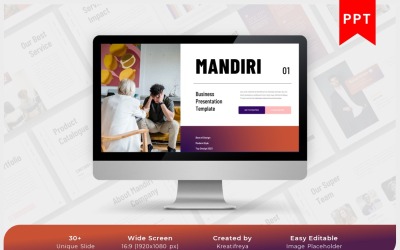 Mandiri - Navy barna PowerPoint üzleti sablon