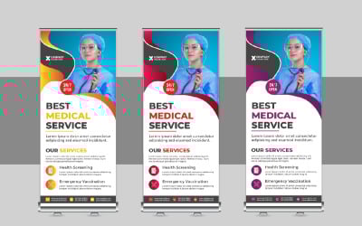 Medical rollup or health care roll up banner design template