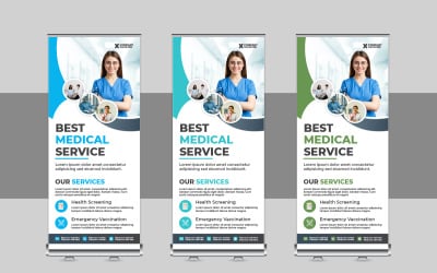 Modelo de design de banner de roll-up médico moderno ou de cuidados de saúde