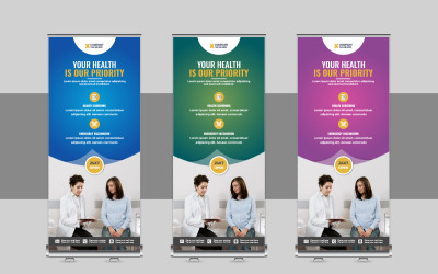 Modern orvosi rollup vagy egészségügyi roll-up banner sablon elrendezése