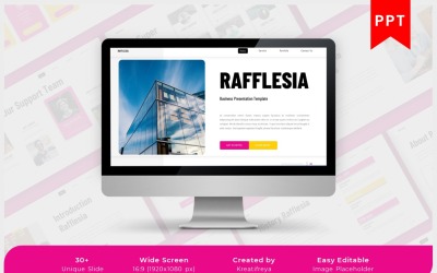 Rafflesia - Modèle de création d&amp;#39;entreprise PowerPoint rose jaune