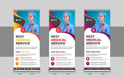 Resumen médico o plantilla de diseño de banner enrollable de atención médica