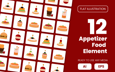 Collection of Appetizer Food Element in Flat Illustration