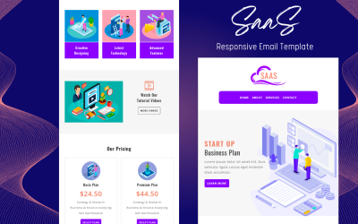 SaaS – Többcélú reszponzív e-mail sablon
