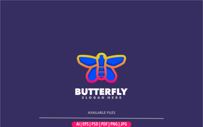 Modèle de conception de logo coloré dégradé papillon