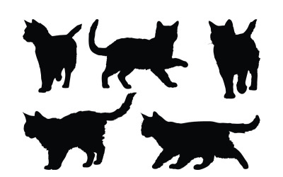 Domácí kočky chodící silueta vektor