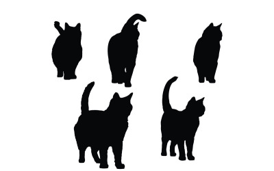 Katzenartiges Silhouetten-Set mit Vorderansicht