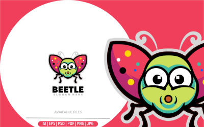 Logo semplice del fumetto della mascotte dello scarabeo