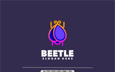 Logotipo de degradado de arte de línea simple de escarabajo