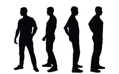 Masculine model standing silhouette set