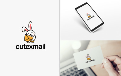 Modello di logo messaggio coniglietto