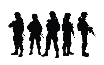 Mujer soldado y vector de fuerzas especiales