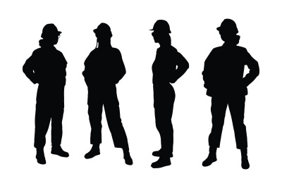 Stehendes Silhouettenset für Ingenieurinnen
