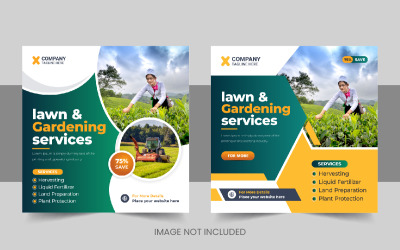 Creative organic agriculture farming services social media post or lawn care banner Layout