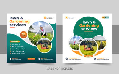 Creative organic agriculture farming services social media post or lawn care banner template design