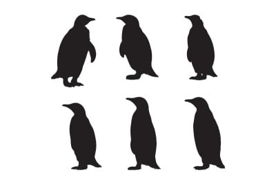 Diseño de vector de colección de silueta de pingüinos