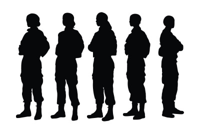 Mädchensoldaten und Infanteriesilhouette