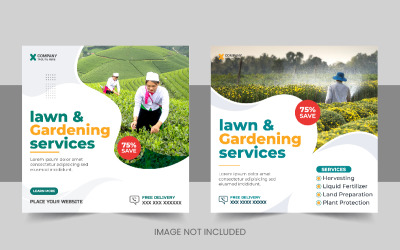 Modern agriculture farming services social media post or lawn care banner design
