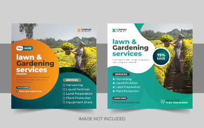 Modern agriculture farming services social media post or lawn care banner template design Layout