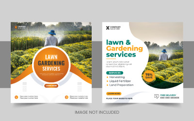 Modern agriculture farming services social media post or lawn care banner template design