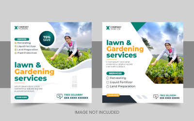Modern agriculture farming services social media post or lawn care banner