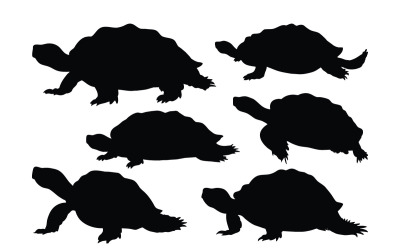 Schildkröten-Kriech-Silhouetten-Set-Vektor
