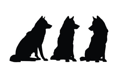 Vector de colección de silueta de manada de lobos